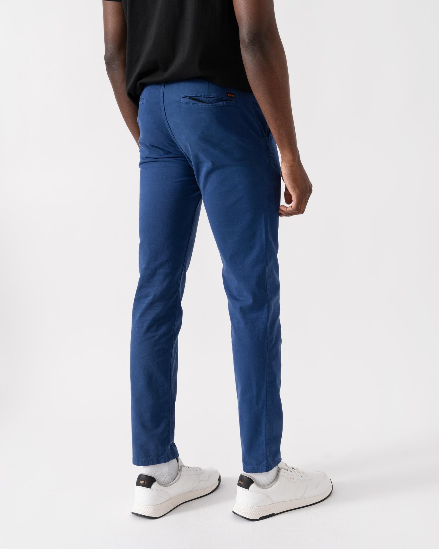 BOSS Orange Mens Slim Fit Chinos in Stretch-Cotton Satin - Open Blue 494