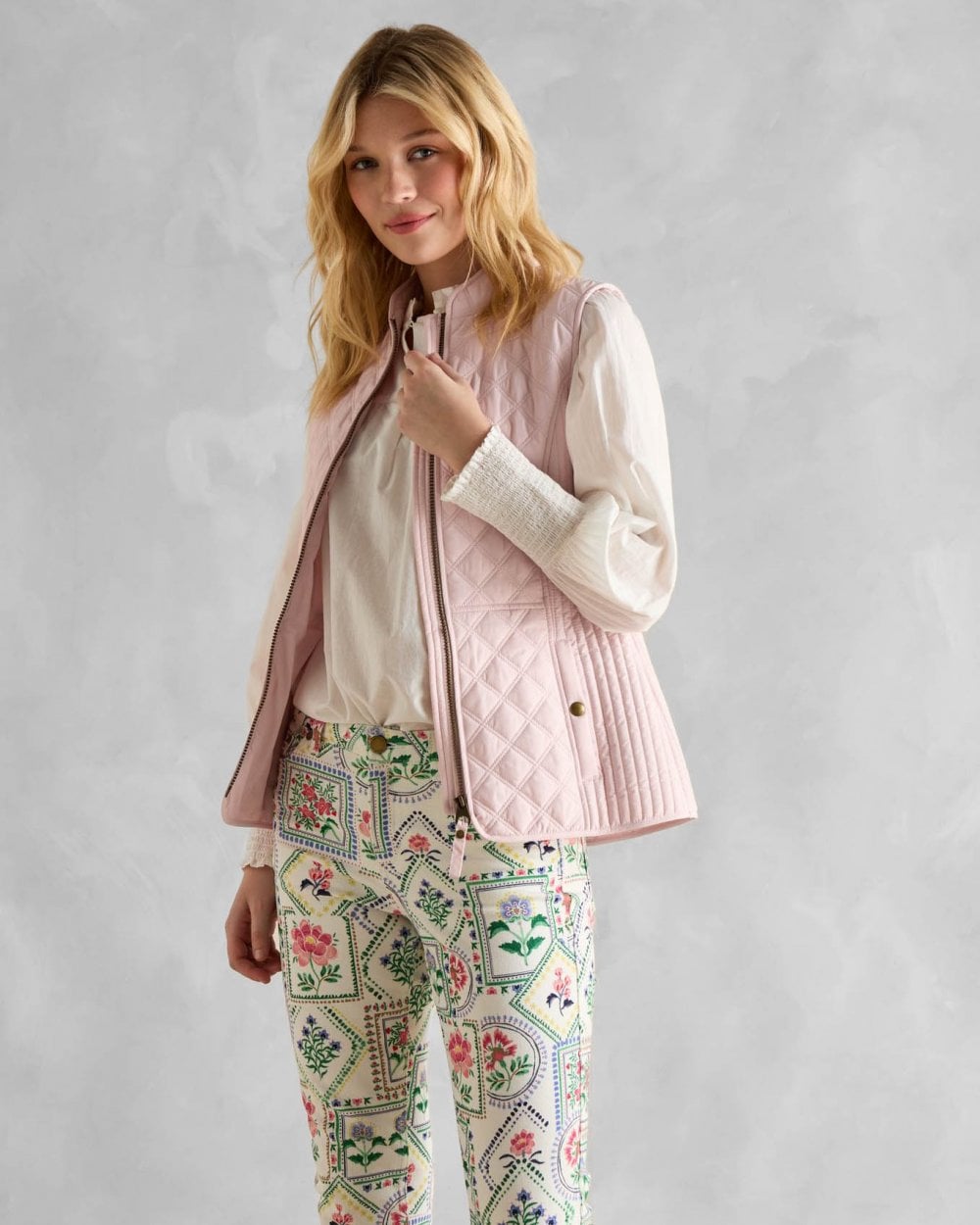 Joules Minx Womens Diamond Quilt Gilet - Pale Pink