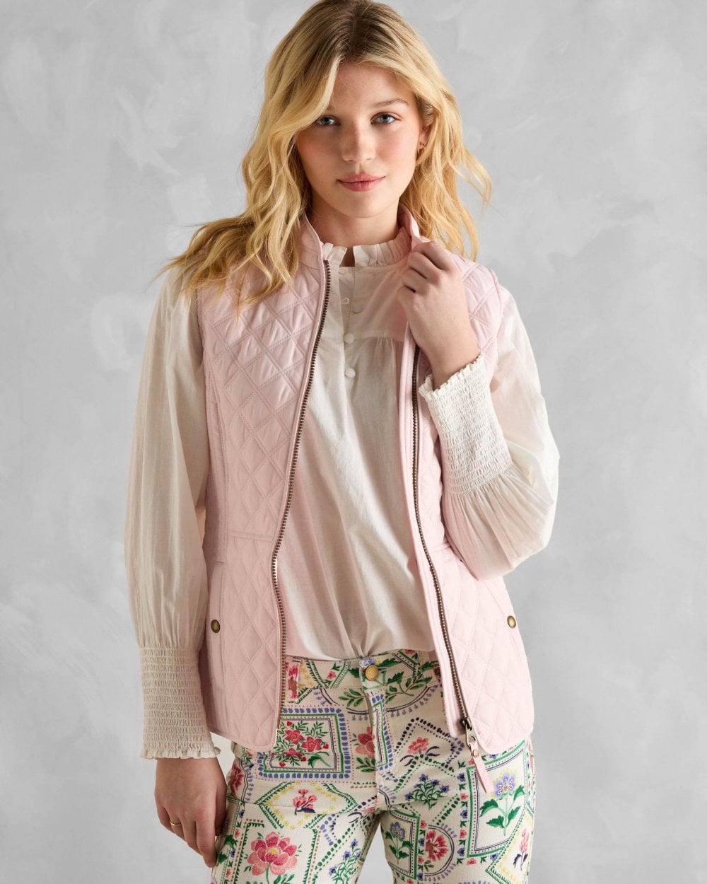 Joules Minx Womens Diamond Quilt Gilet - Pale Pink