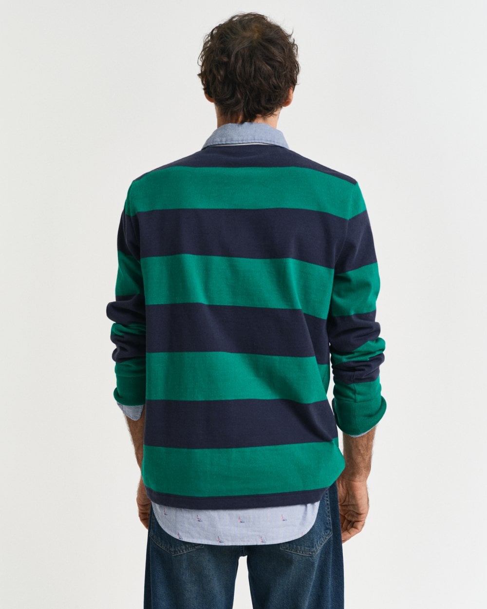 GANT Mens Regular Fit Chambray Stripe Heavy Rugger - 322 Deep Green