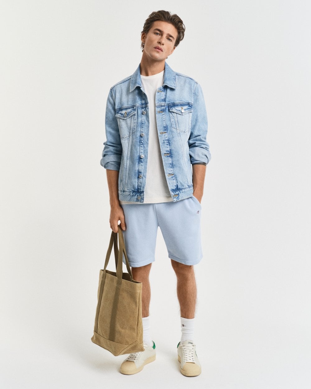 GANT Regular Fit Shield Logo Sweat Shorts - 457 Fresh Blue