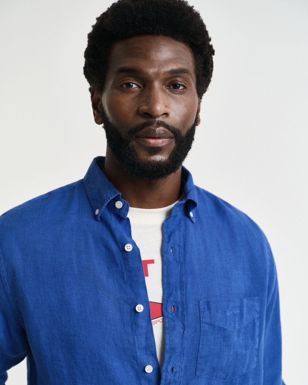 GANT Mens Regular Garment Dyed Linen Shirt - 407 Rich Blue
