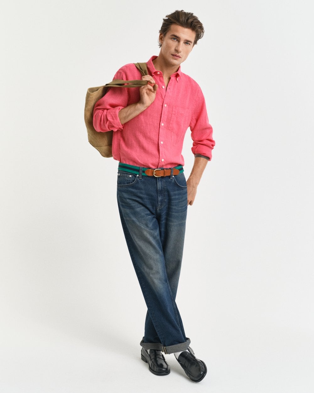 GANT Mens Regular Garment Dyed Linen Shirt - 648 Watermelon Red