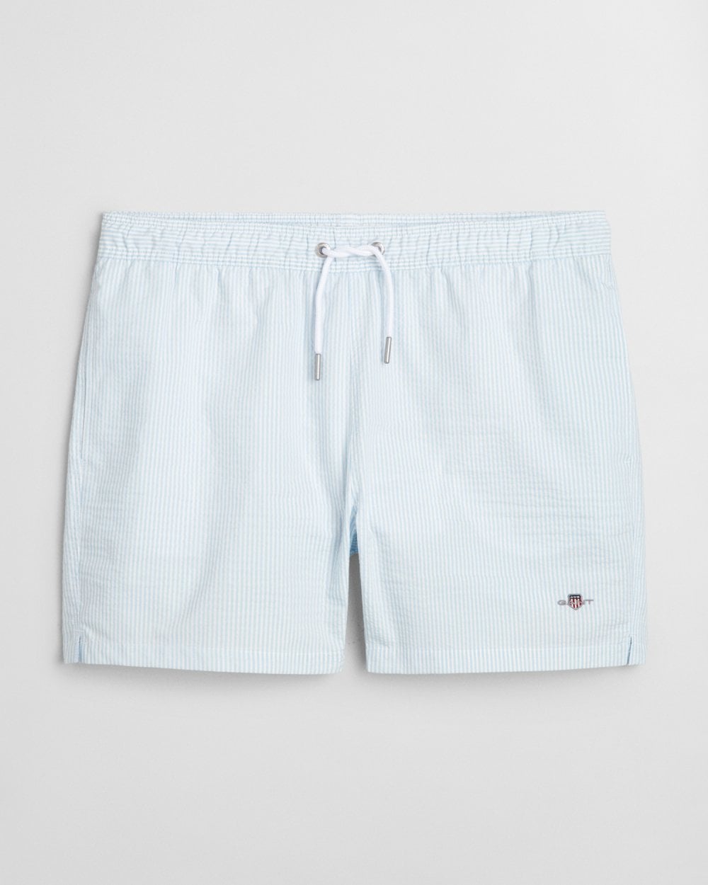 GANT Mens Striped Seersucker Swim Shorts with Embroidered Shield Logo - 457 Fresh Blue