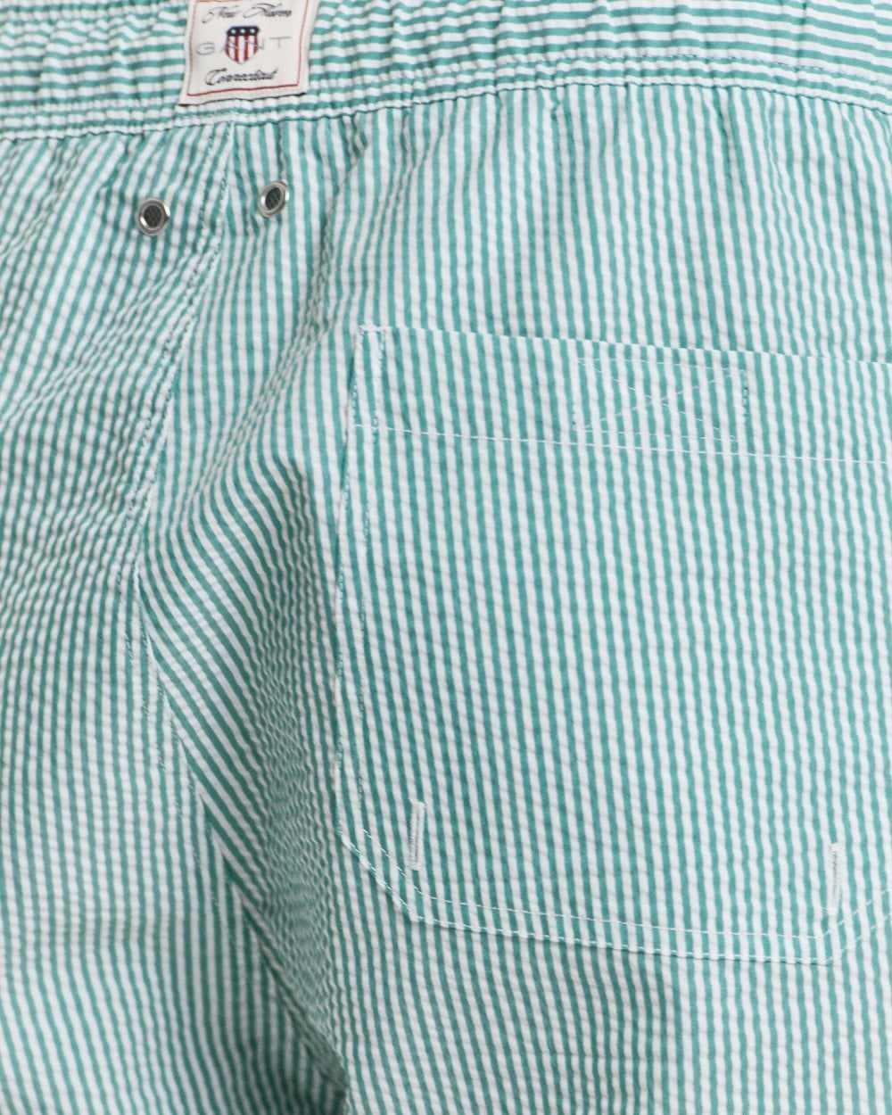 GANT Mens Striped Seersucker Swim Shorts with Embroidered Shield Logo - 339 Vivid Green