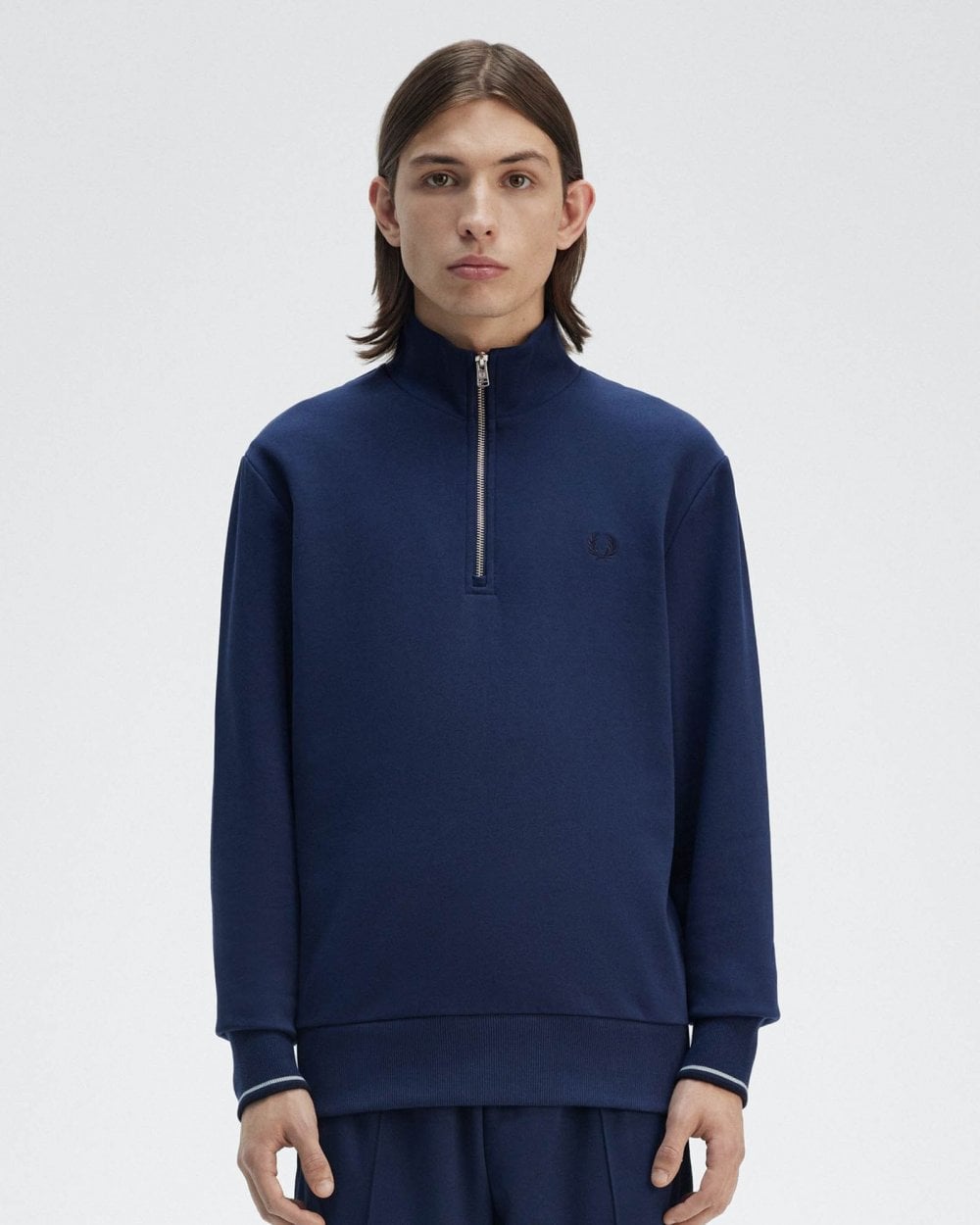 Fred Perry Mens Half Zip Sweatshirt - Tennis Blue X86