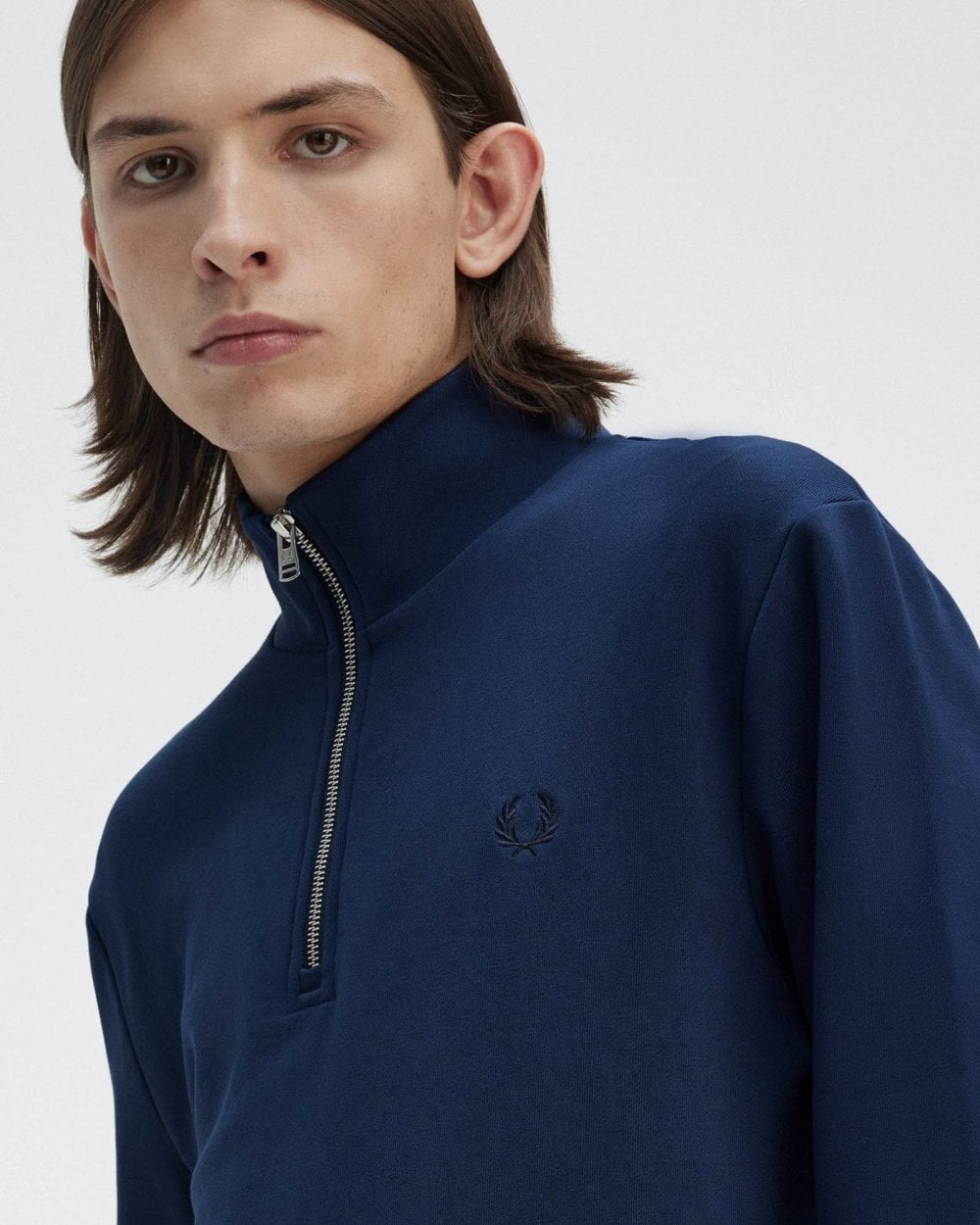 Fred Perry Mens Half Zip Sweatshirt - Tennis Blue X86