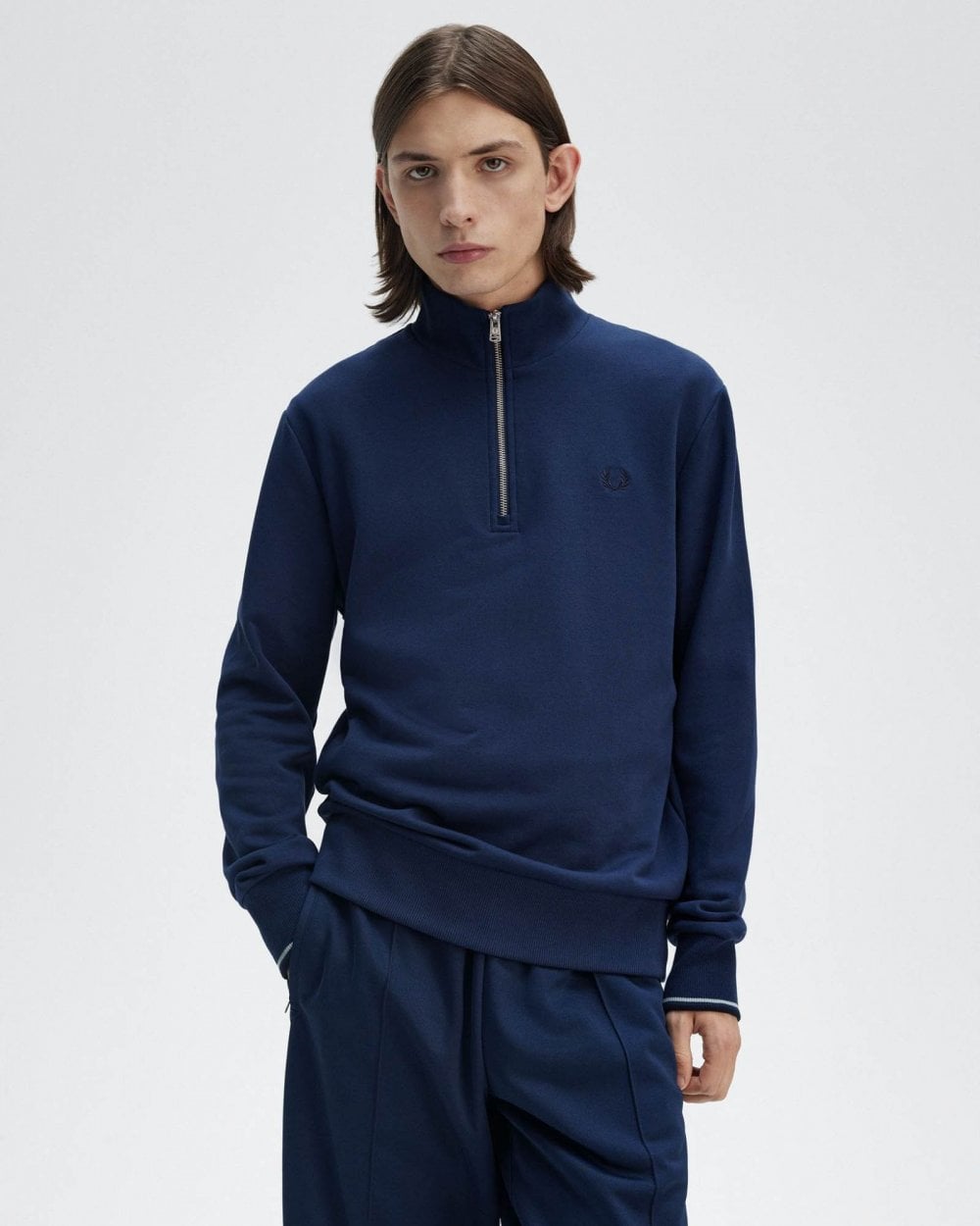 Fred Perry Mens Half Zip Sweatshirt - Tennis Blue X86