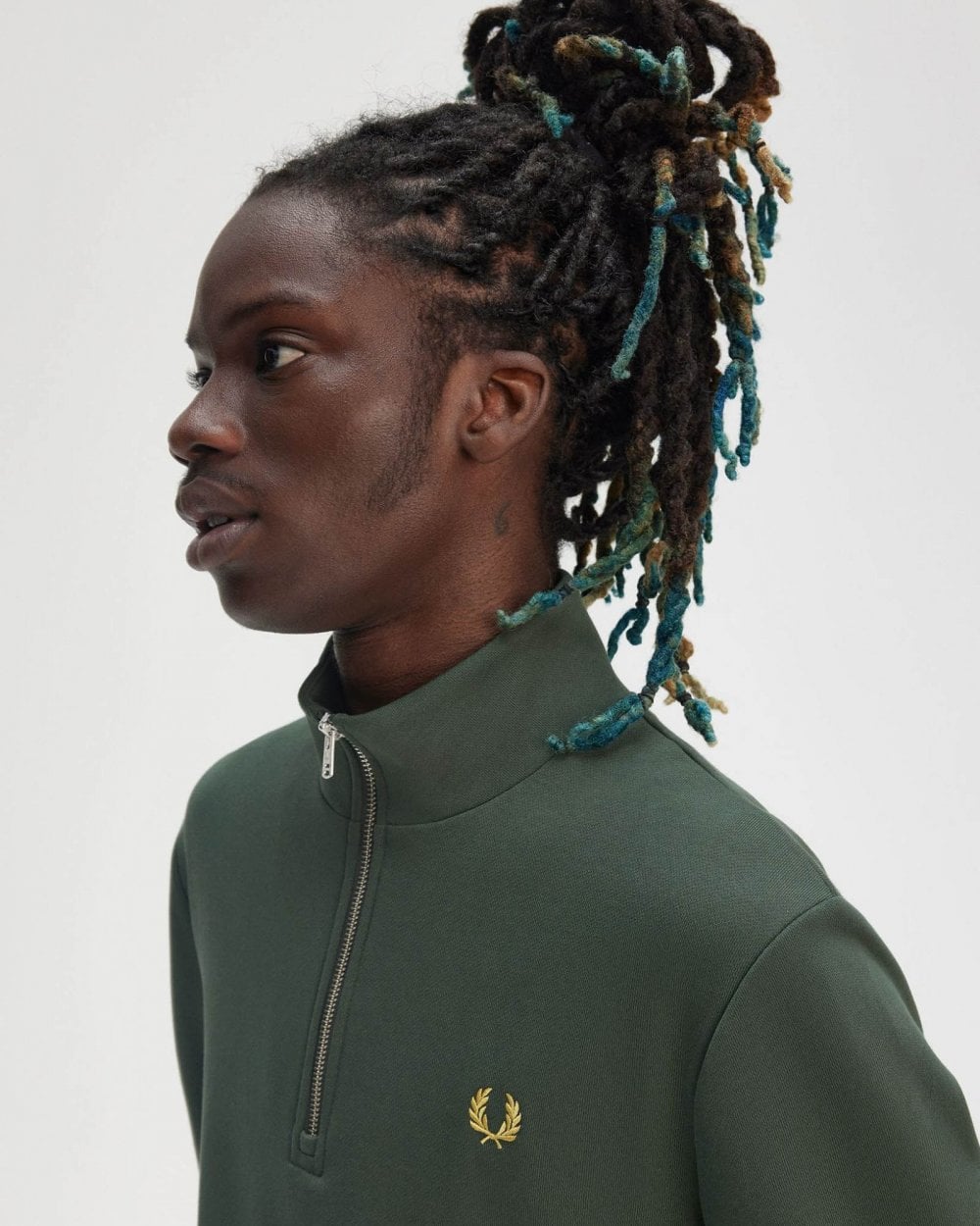 Fred Perry Mens Half Zip Sweatshirt - Court Green X89