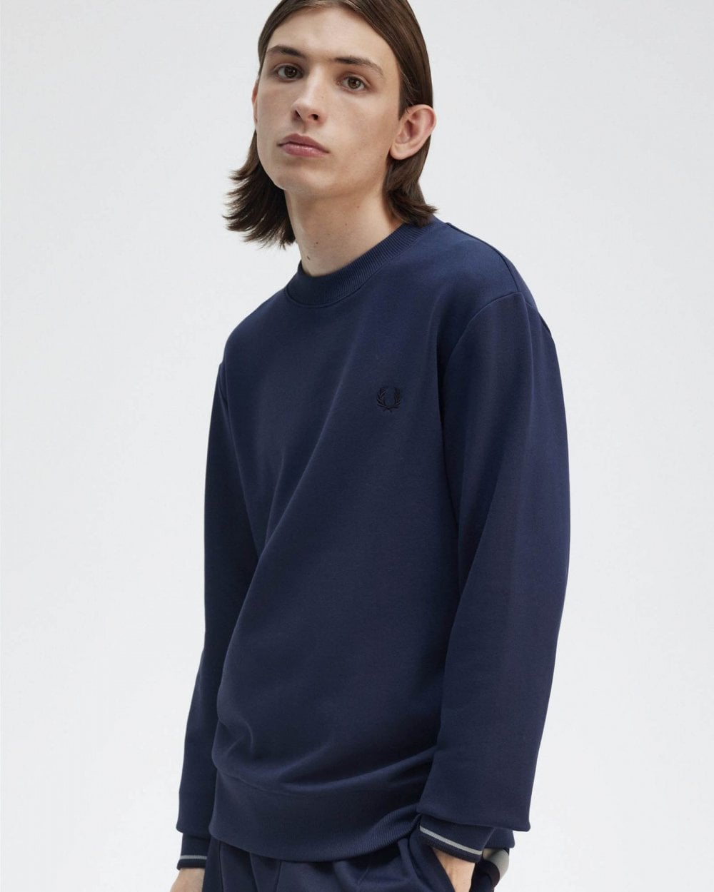 Fred Perry Mens Crew Neck Sweatshirt - Tennis Blue X86