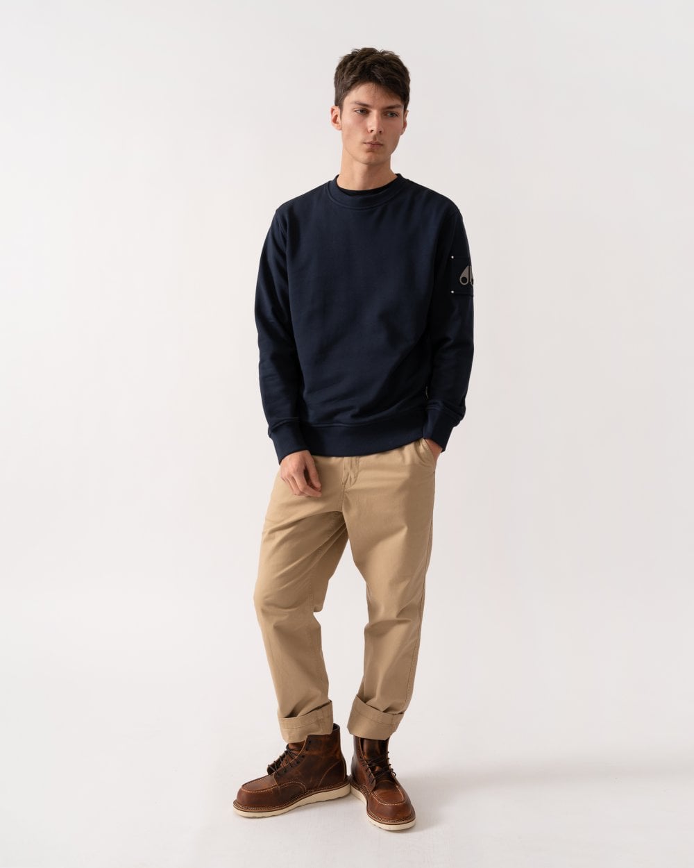 Moose Knuckles Hartsfield Mens Crew Neck Sweatshirt - Navy 833