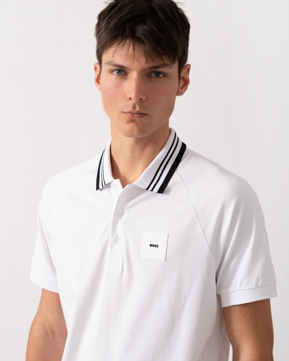 BOSS Green Paddy Rib Mens Polo Shirt - White 100