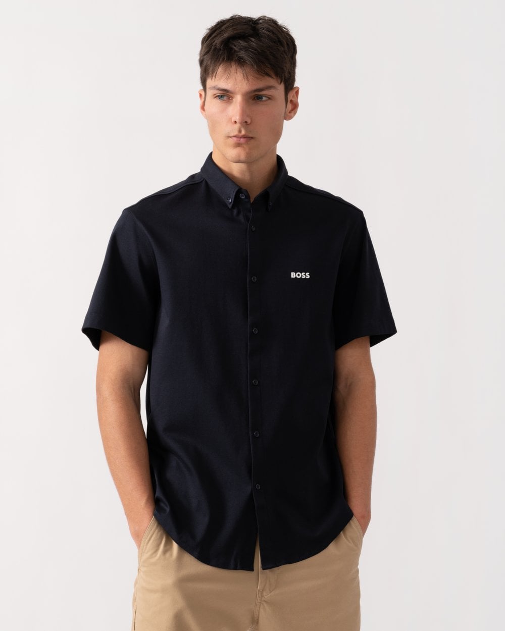 BOSS Green B Motion Mens Short Sleeve Shirt - Dark Blue 402