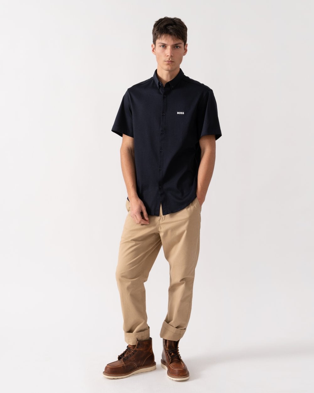 BOSS Green B Motion Mens Short Sleeve Shirt - Dark Blue 402