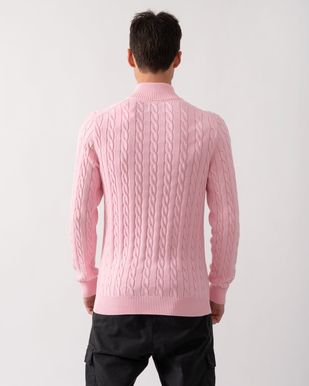 GANT Mens Cotton Cable Half Zip Jumper - 637 California Pink
