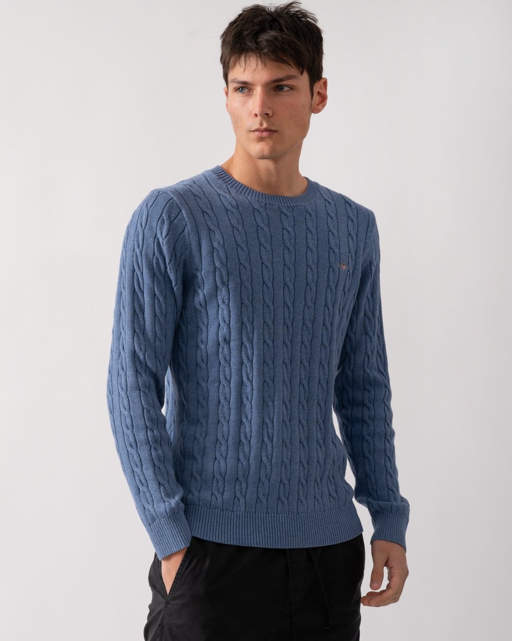 GANT Mens Cotton Cable Knit Crew Neck Jumper