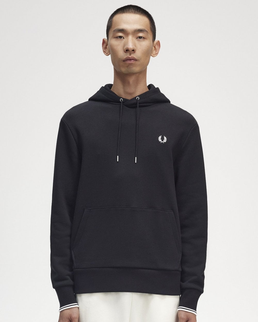 Fred Perry Mens Tipped Hooded Sweatshirt NOS - Black 102