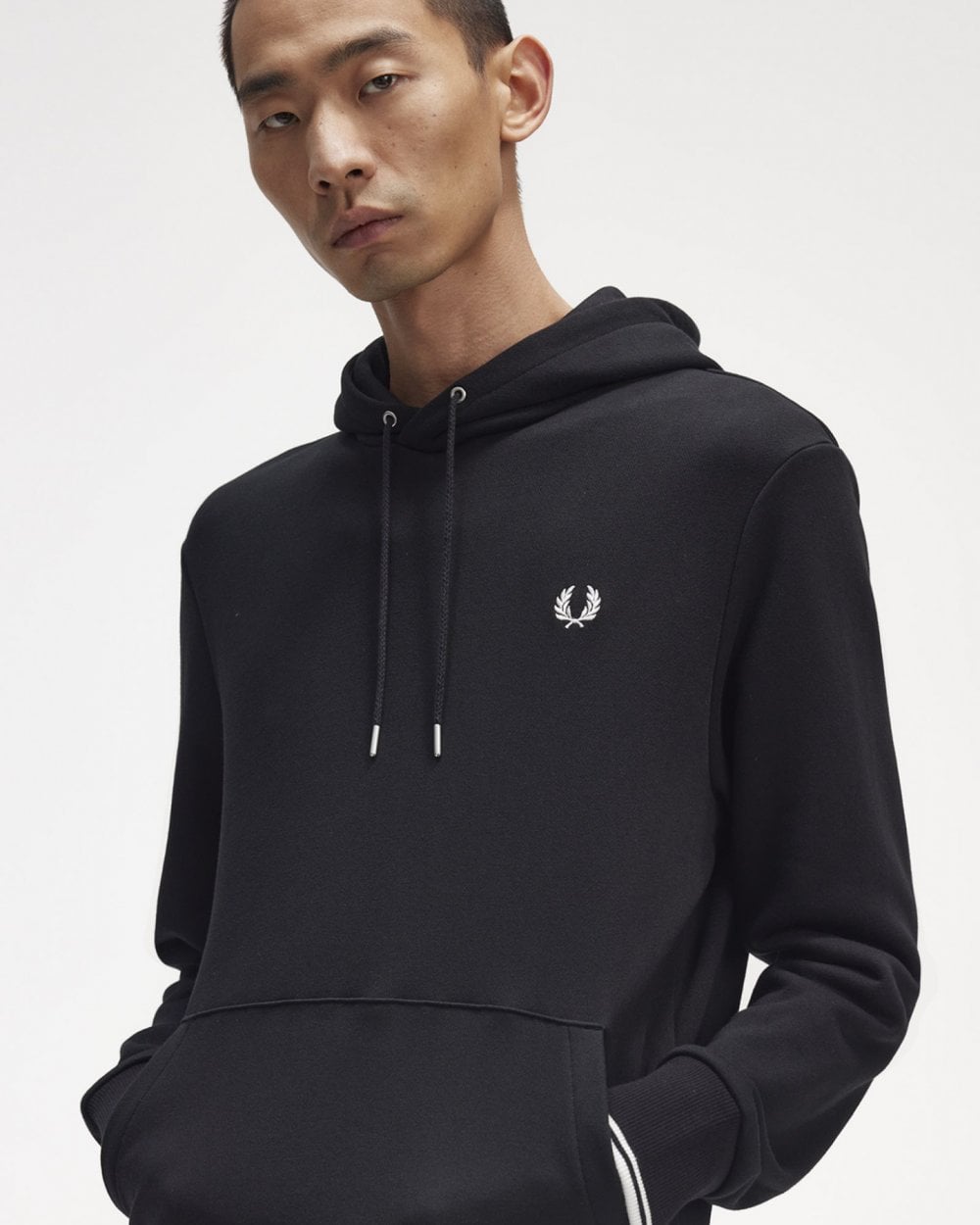 Fred Perry Mens Tipped Hooded Sweatshirt NOS - Black 102