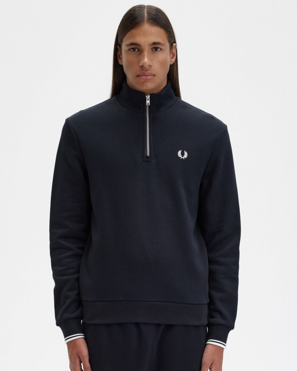 Fred Perry Mens Half Zip Sweatshirt NOS - Black 102