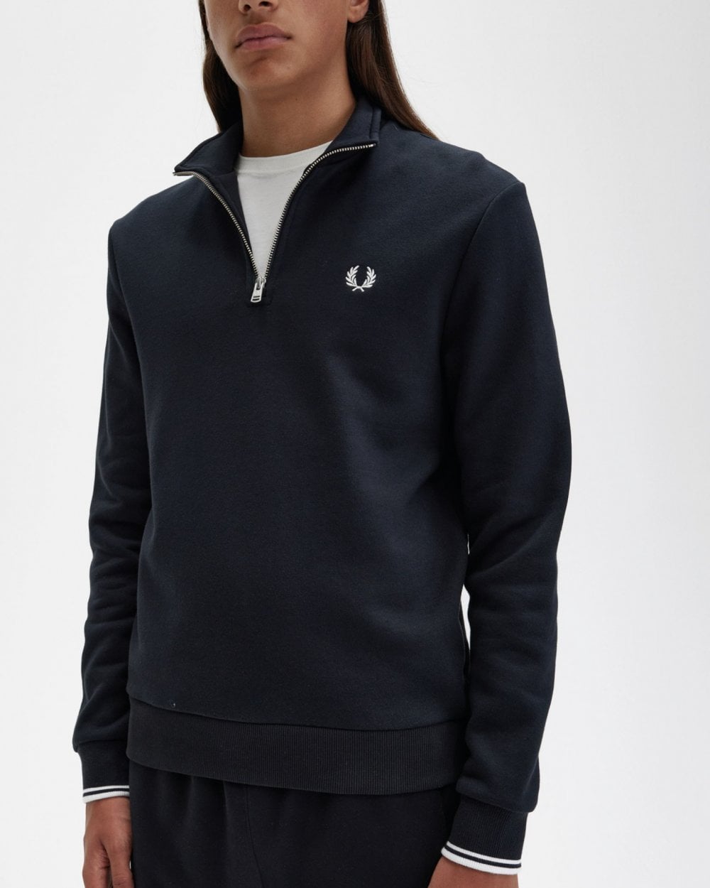 Fred Perry Mens Half Zip Sweatshirt NOS - Black 102