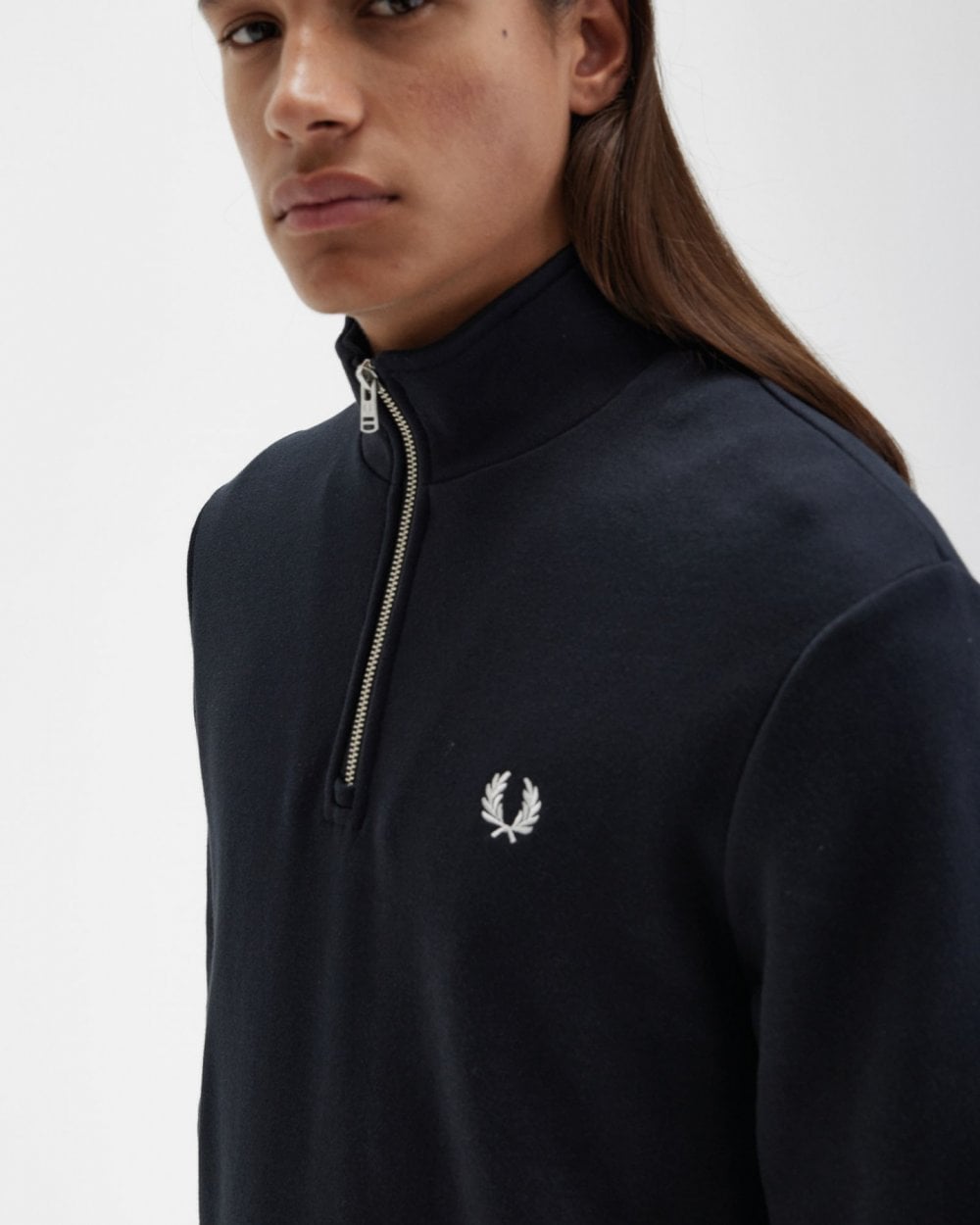 Fred Perry Mens Half Zip Sweatshirt NOS - Black 102