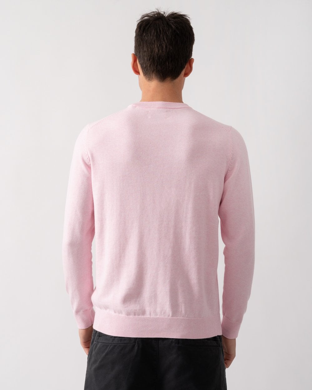 GANT Mens Classic Cotton Crew Neck Jumper - 698 Light Pink Melange
