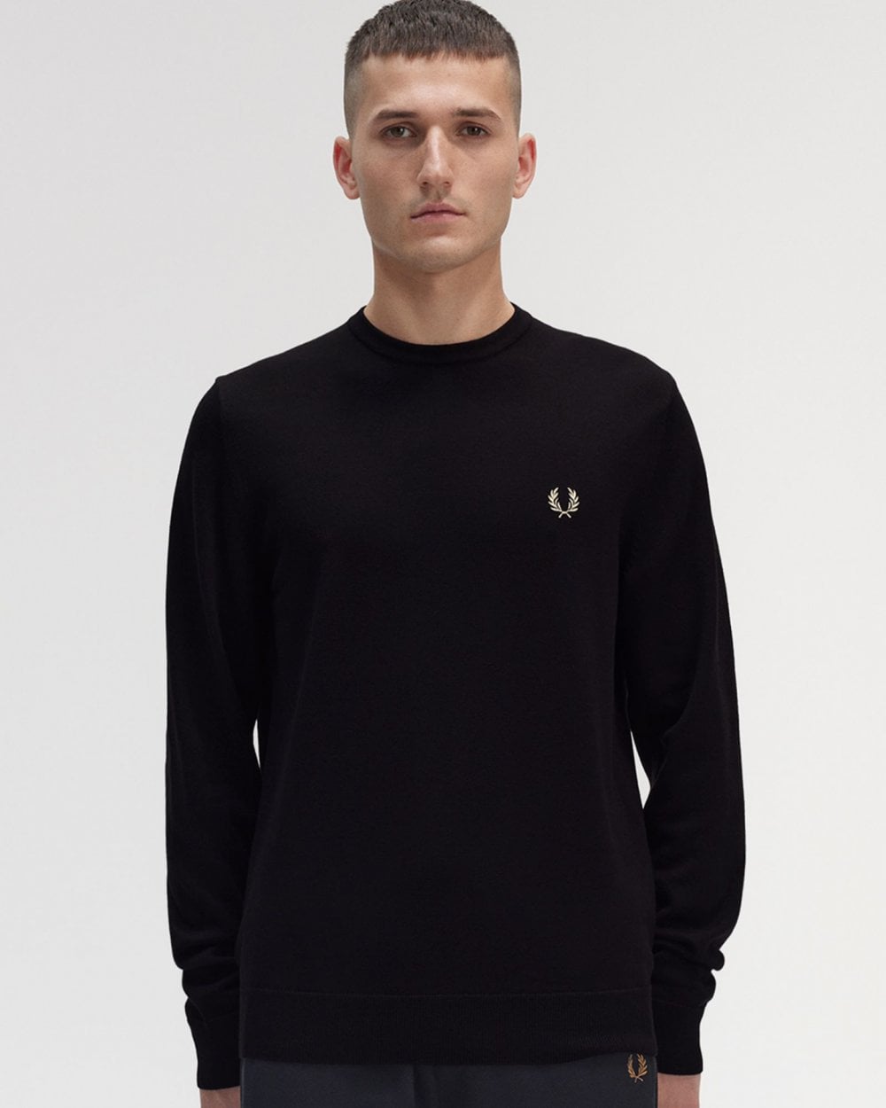 Fred Perry Mens Classic Crewneck Jumper - Black 198