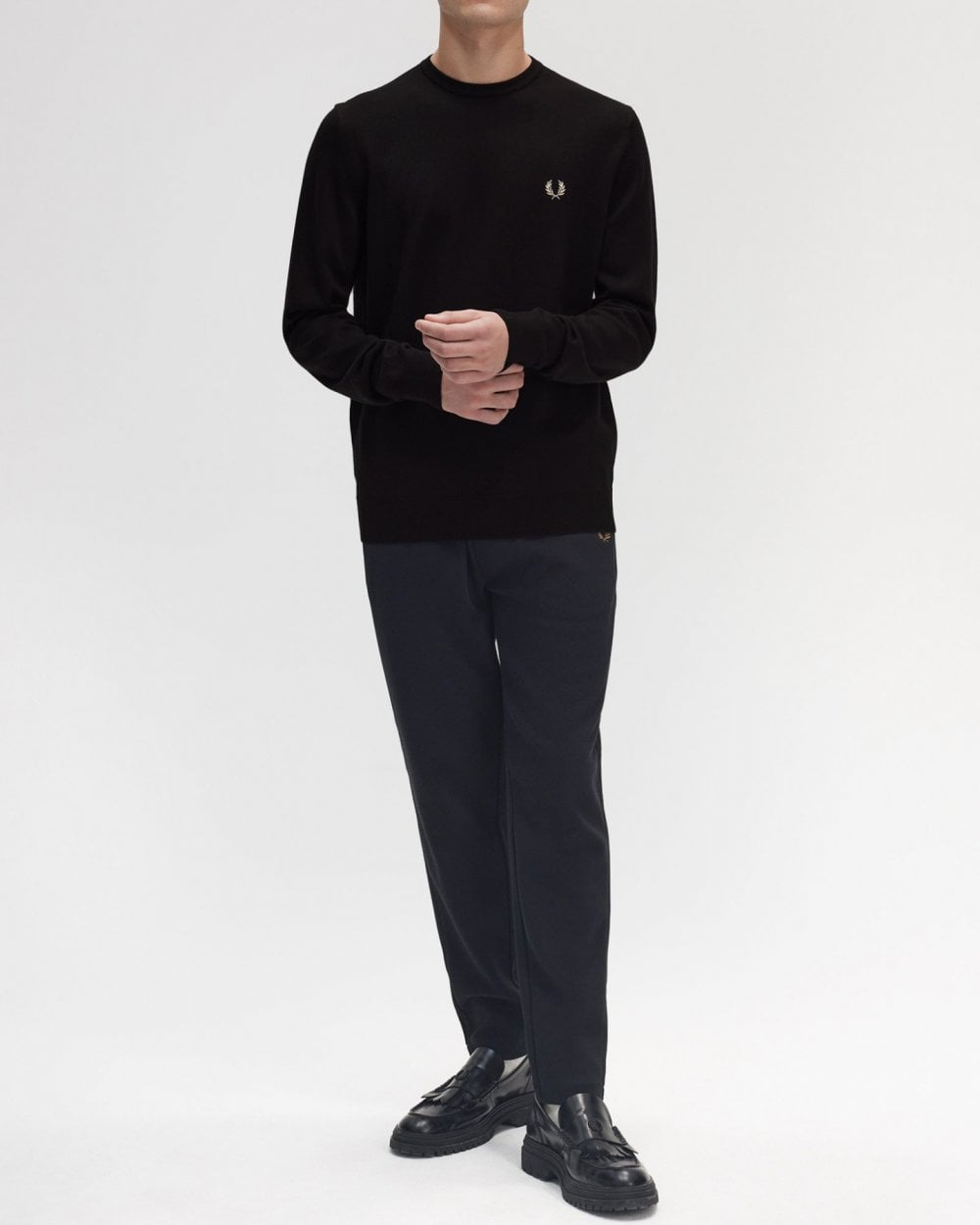 Fred Perry Mens Classic Crewneck Jumper - Black 198