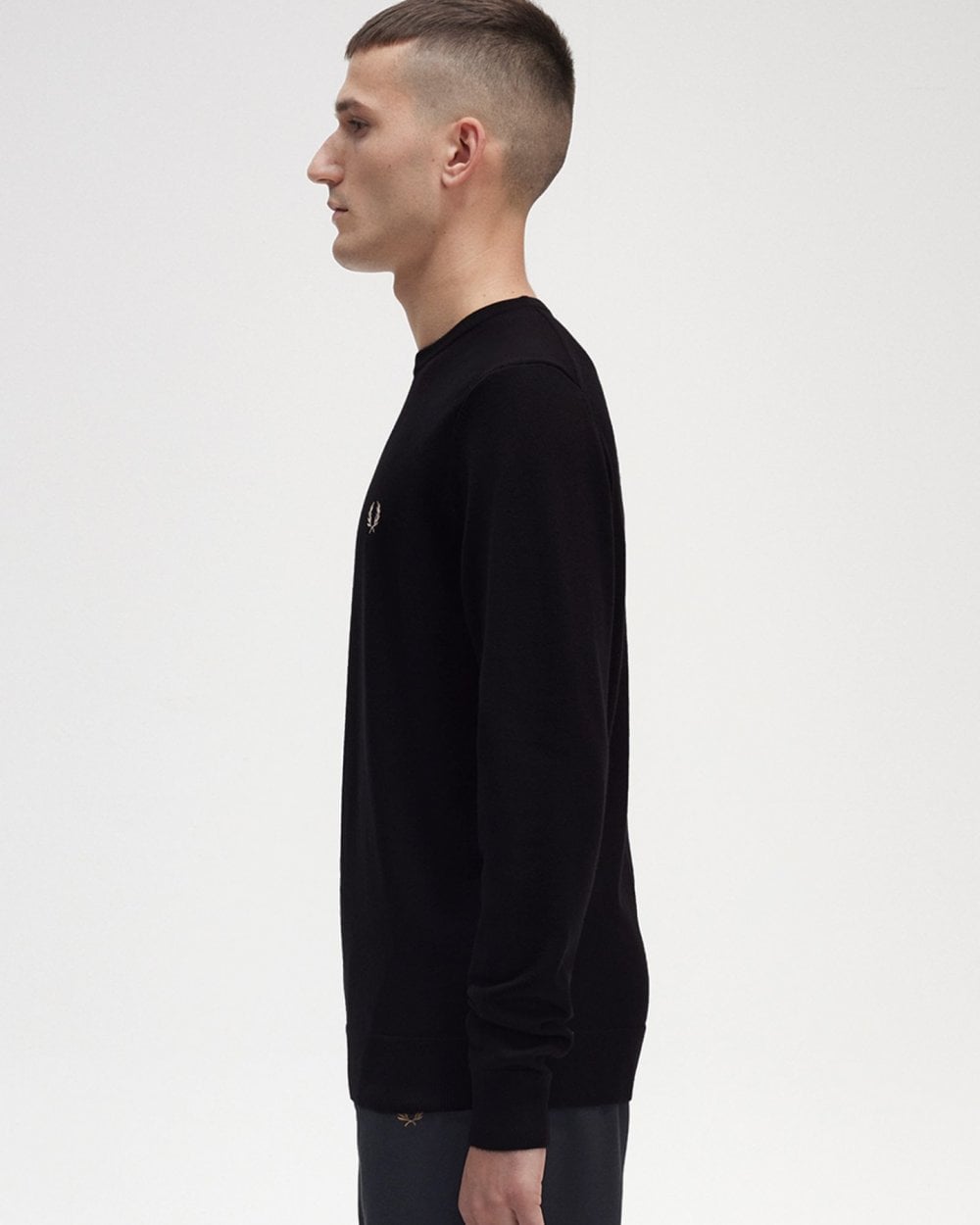 Fred Perry Mens Classic Crewneck Jumper - Black 198