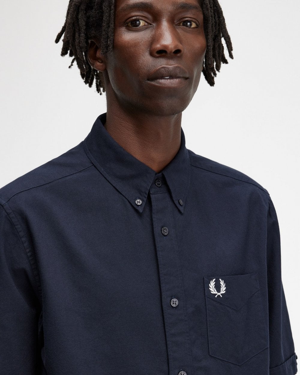 Fred Perry Mens Short Sleeve Oxford Shirt - Navy 608