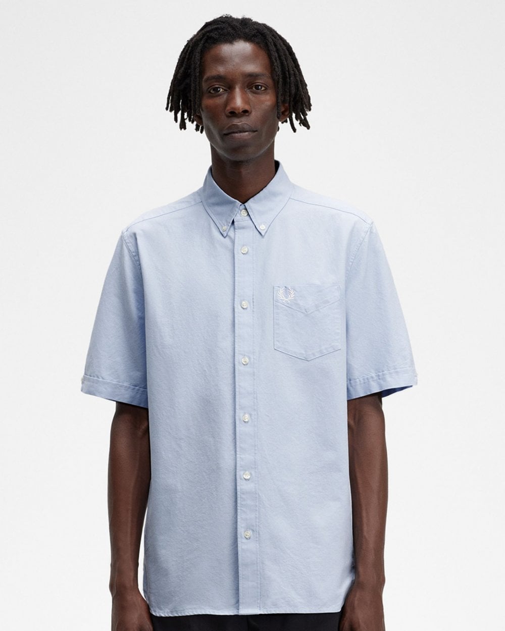 Fred Perry Mens Short Sleeve Oxford Shirt - Light Smoke 146