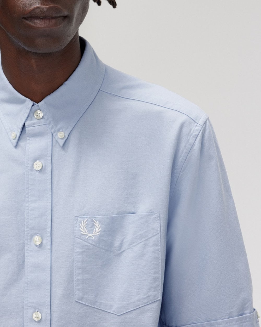 Fred Perry Mens Short Sleeve Oxford Shirt - Light Smoke 146