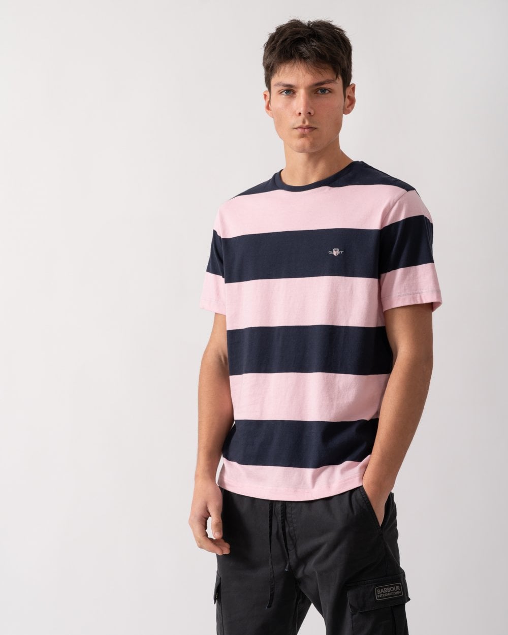 GANT Mens Bar Stripe Short Sleeve T-Shirt