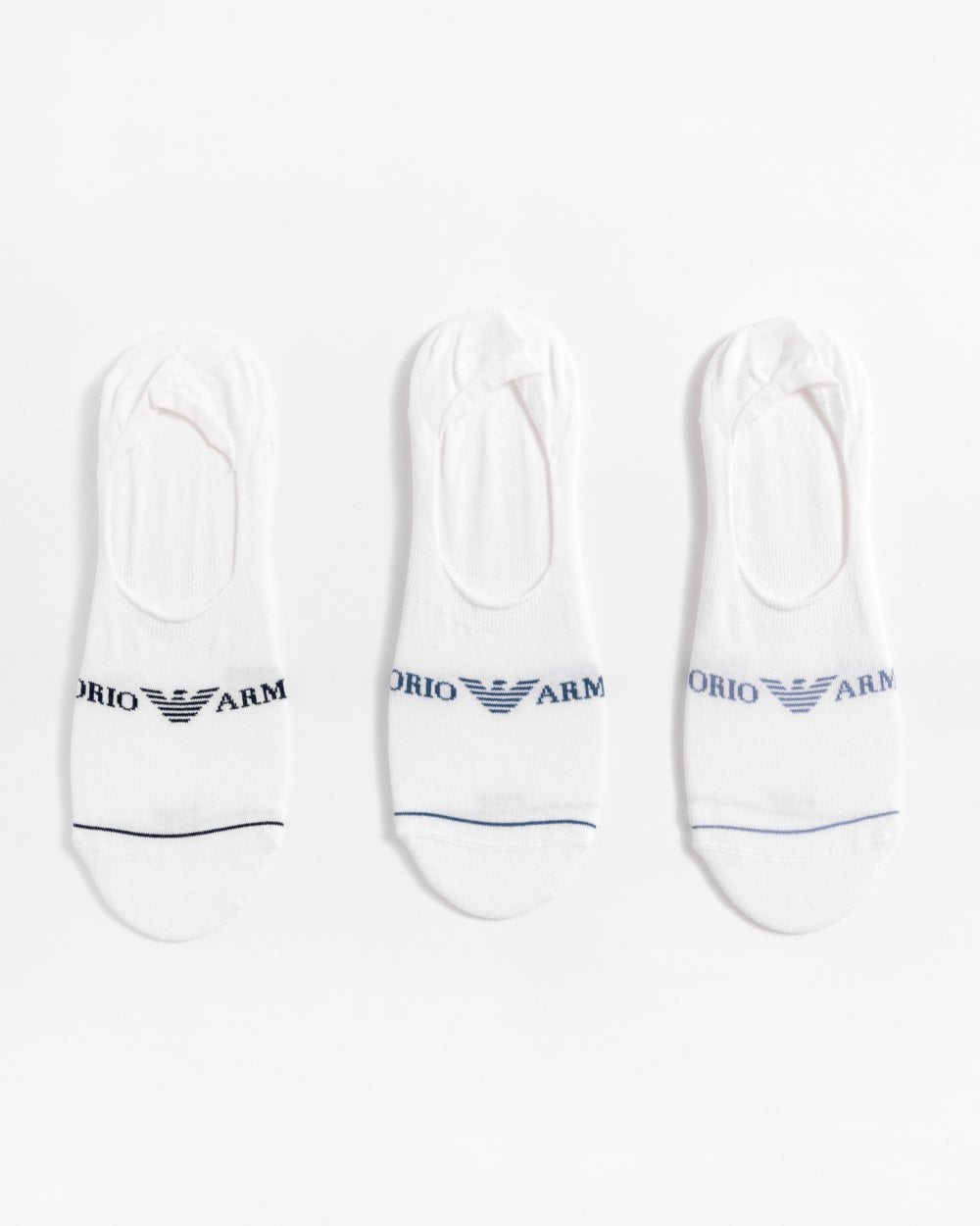 Emporio Armani 3 Pack Mens Eagle Logo Footie Socks - White/White/White