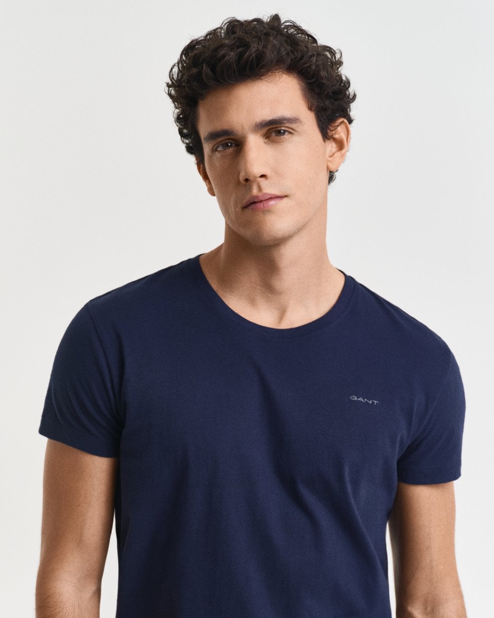 GANT 2-Pack Mens Crew Neck T-Shirts - 109 Navy/White