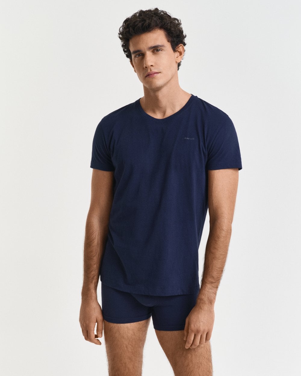 GANT 2-Pack Mens Crew Neck T-Shirts - 109 Navy/White