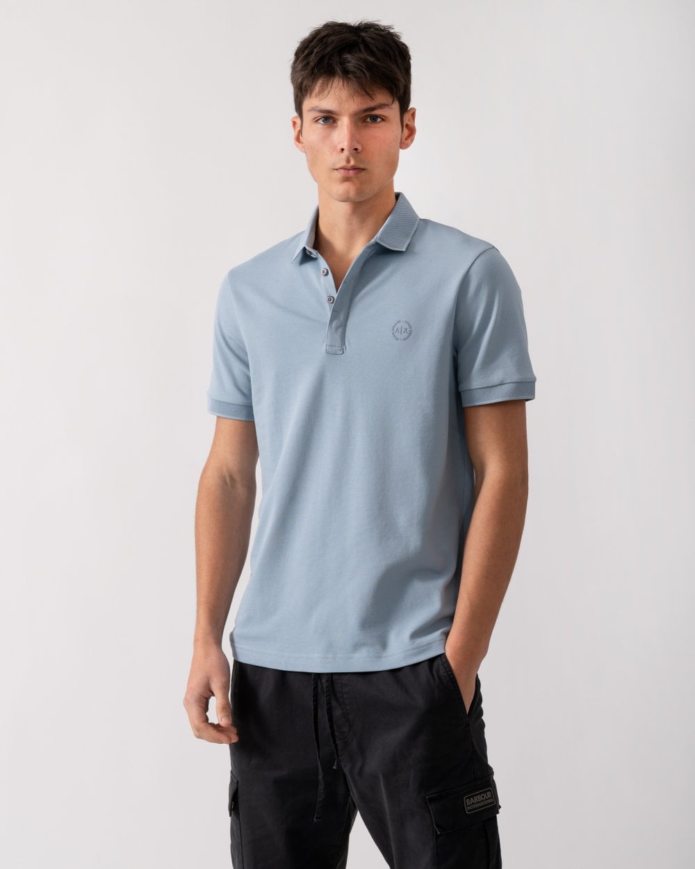 Armani Exchange Mens Short Sleeve Micro Logo Polo Shirt