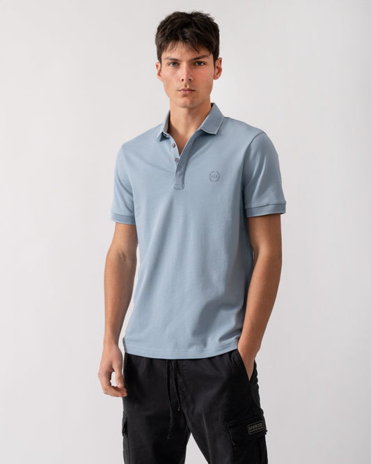 Armani Exchange Mens Short Sleeve Micro Logo Polo Shirt - Ashley Blue U9287
