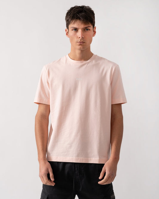 BOSS Orange TChup Mens Crew Neck Small Logo T-Shirt - Open Pink 694