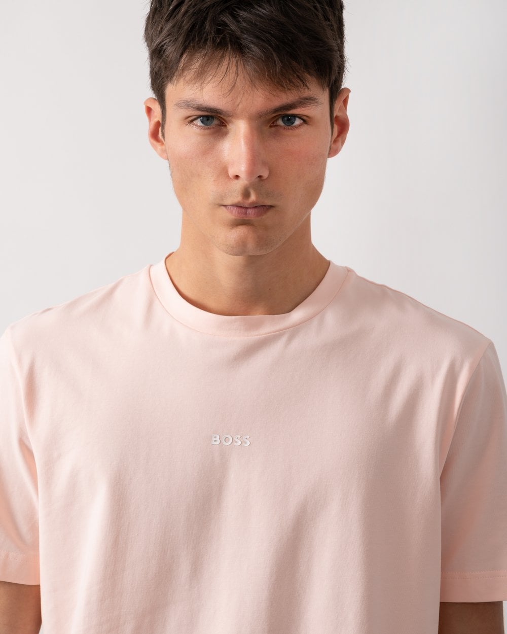 BOSS Orange TChup Mens Crew Neck Small Logo T-Shirt - Open Pink 694