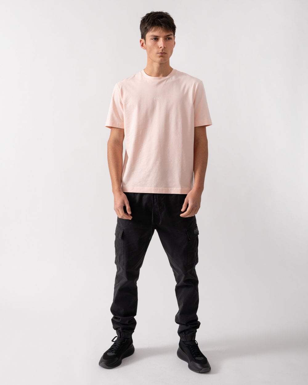 BOSS Orange TChup Mens Crew Neck Small Logo T-Shirt - Open Pink 694