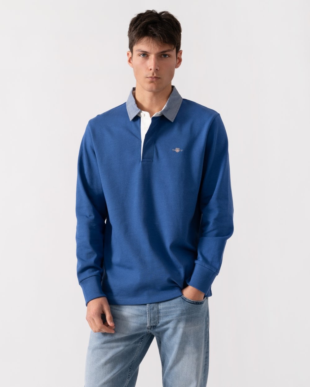 GANT Mens Regular Fit Chambray Heavy Rugger - 407 Rich Blue