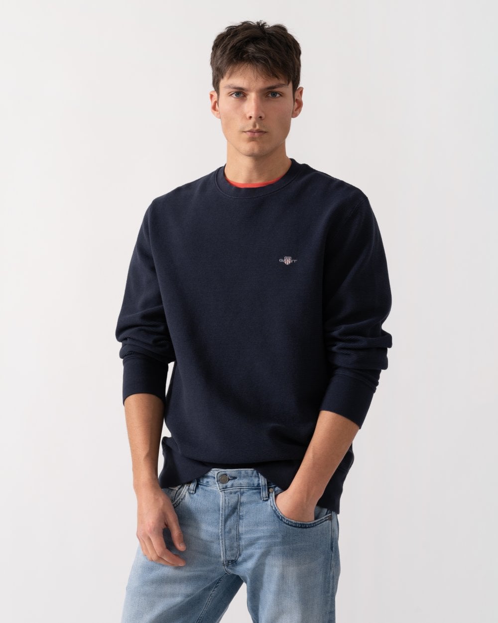GANT GANT Mens Texture Crew Neck Sweatshirt