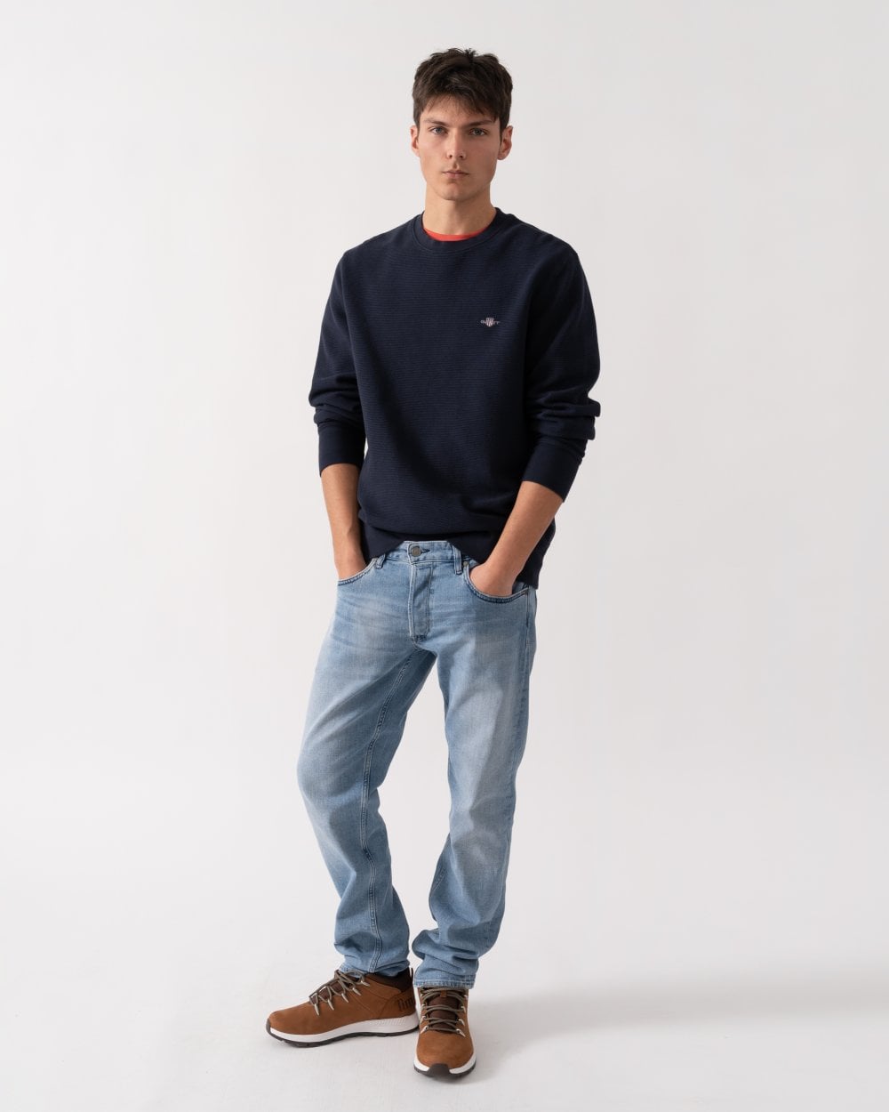 GANT GANT Mens Texture Crew Neck Sweatshirt