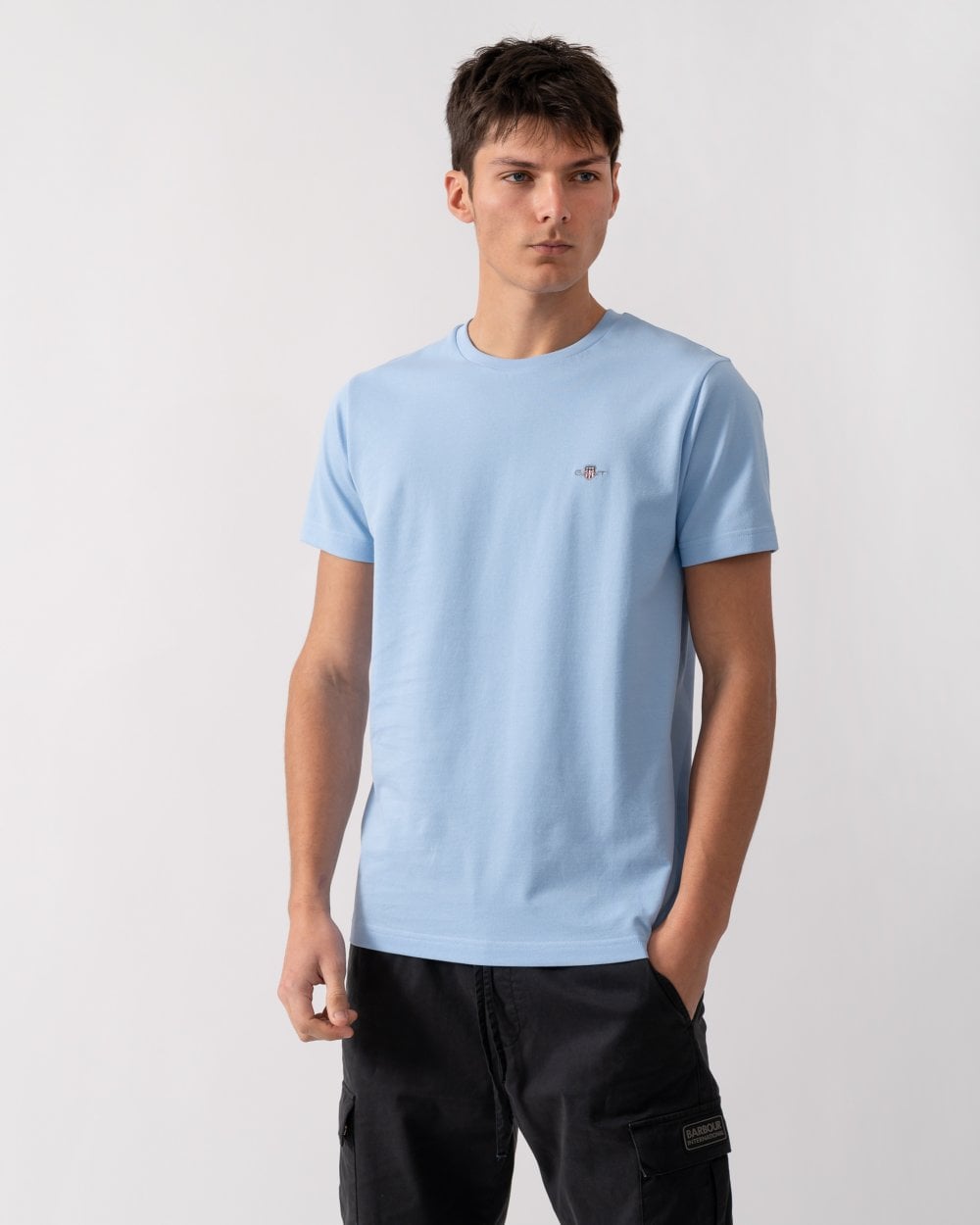GANT Mens Slim Pique Short Sleeve T-Shirt - 468 Capri Blue