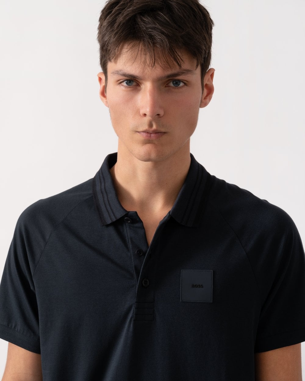 BOSS Green Paddy Rib Mens Polo Shirt - Dark Blue 402