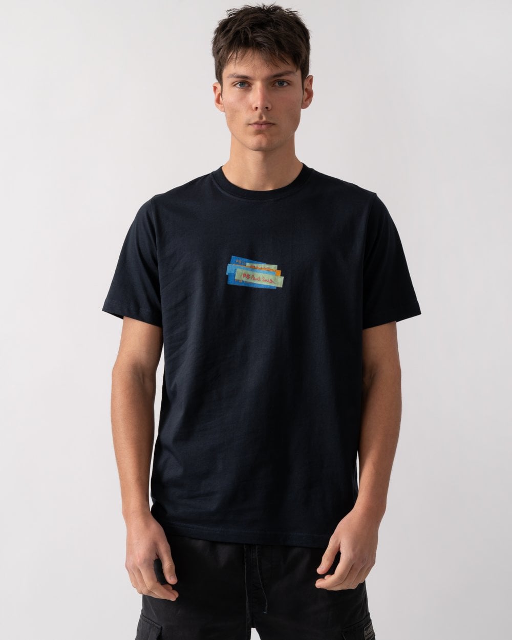 PS Paul Smith Mens Reg Fit Short Sleeve PS Logo T-Shirt - 49 Very Dark Navy