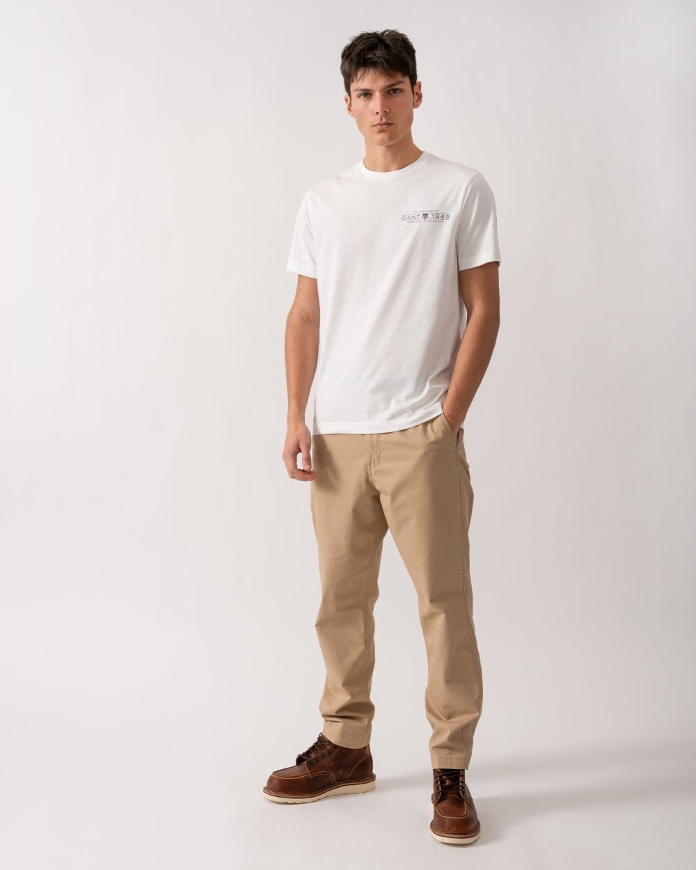 GANT Mens Short Sleeve Printed Graphic T-Shirt - 113 Eggshell