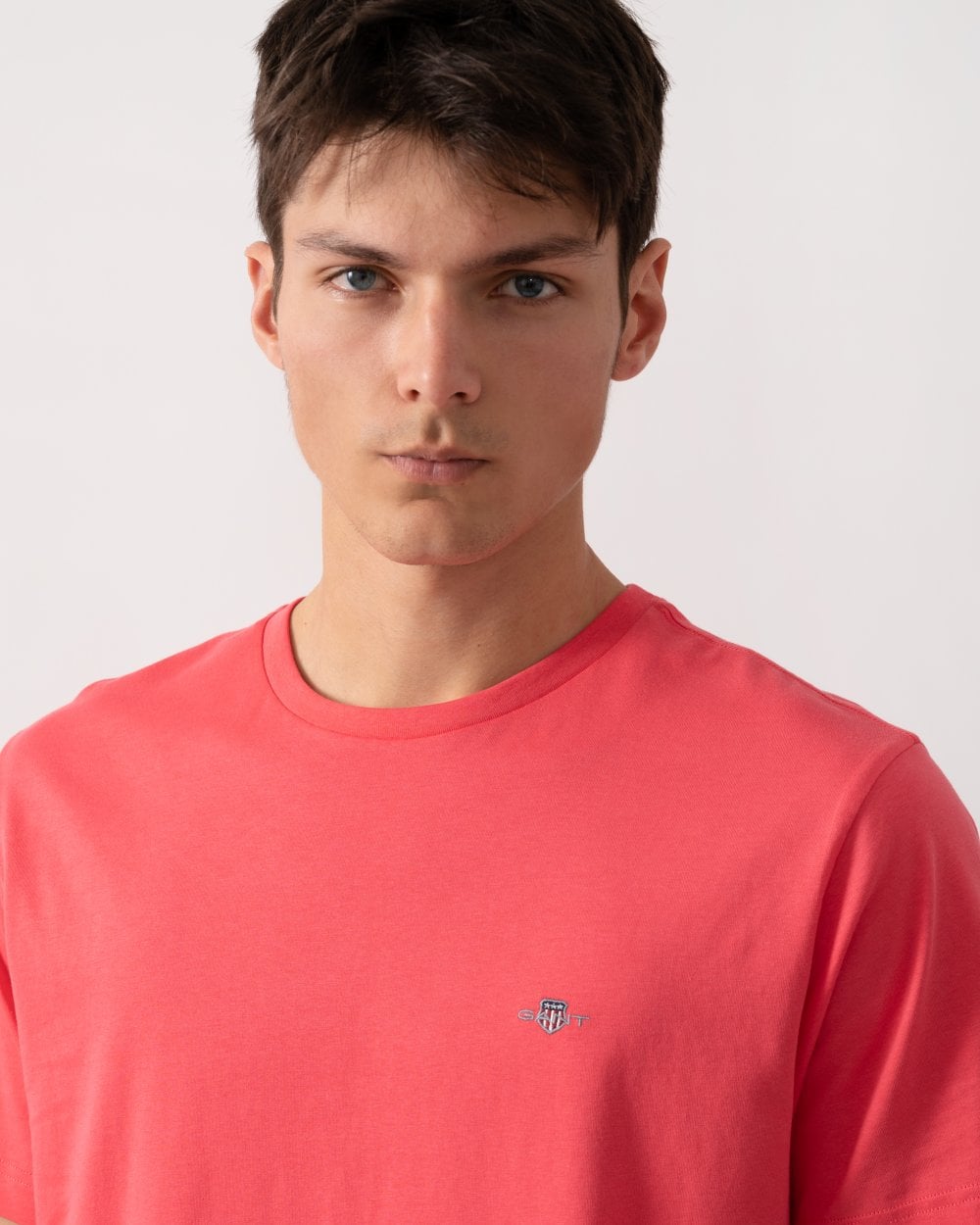 GANT Mens Regular Fit Short Sleeve Shield Logo T-Shirt - 648 Watermelon Red