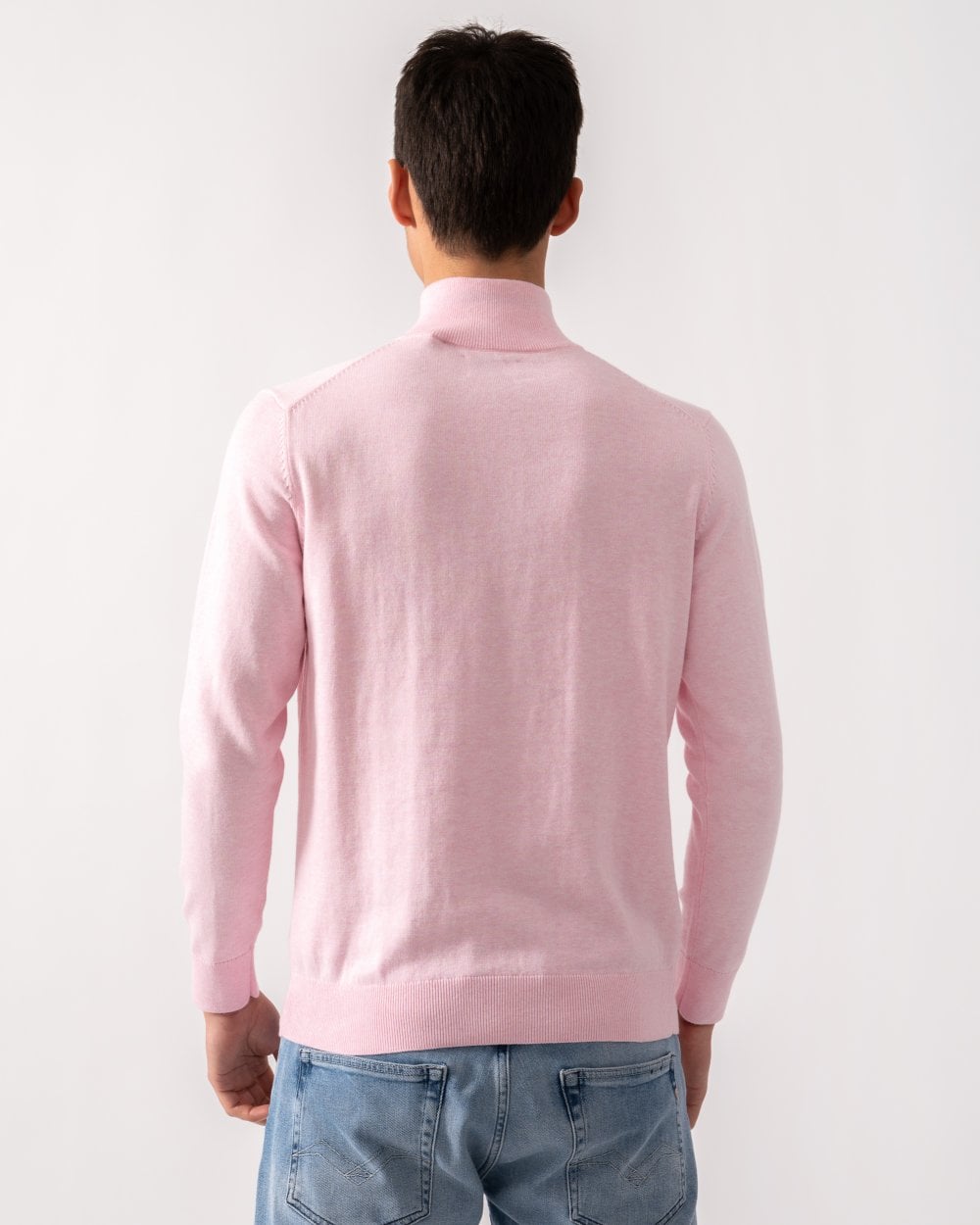 GANT Mens Classic Cotton Half Zip Jumper - 698 Light Pink Melange